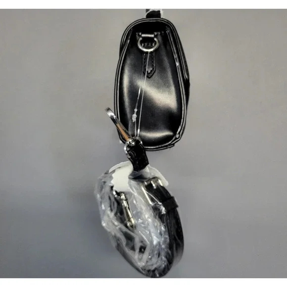 CXL by Christian Lacroix Crossbody Bag Womens Black Laine Matte Patent Purse - Picture 11 of 16